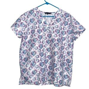 Cassandra O Womens Geometric Print Short Sleeve Blouse Size M Lightweight